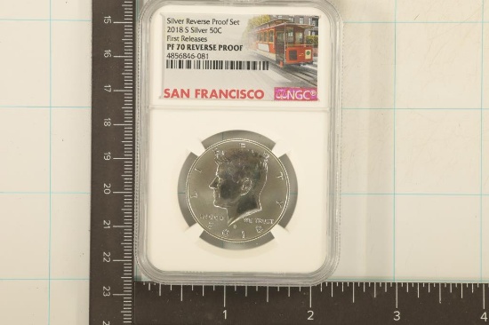 2018-S SILVER KENNEDY HALF DOLLAR NGC PF70 REVERSE