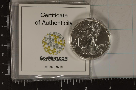 2020 AMERICAN SILVER EAGLE BRILLIANT UNC IN HARD