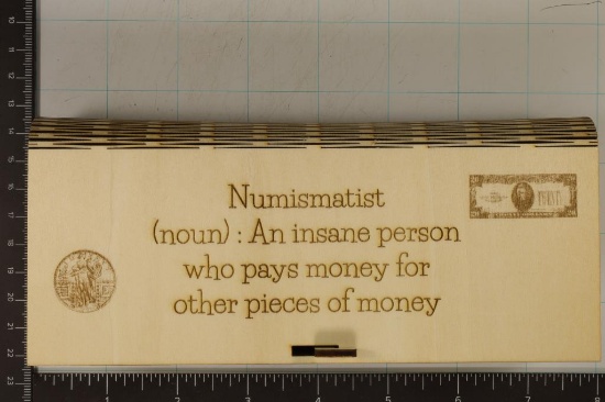 CUSTOM ENGRAVED WOODEN MONEY BOX 7 1/2" X