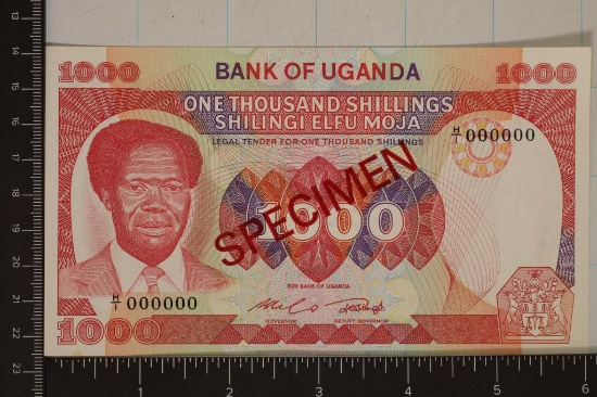 1983 BANK OF UGANDA 1000 SHILLING SPECIMEN BILL
