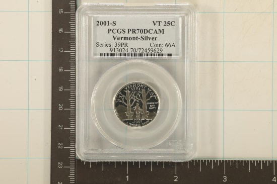 2001-S SILVER VERMONT QUARTER PCGS PR70 DCAM