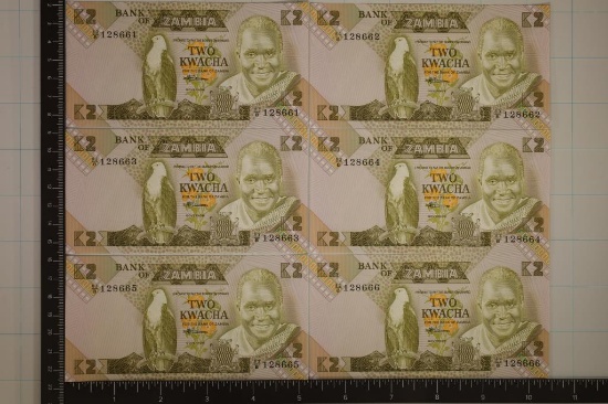 6-1980 ZAMBIA TWO KWACHA CRISP UNC BILLS