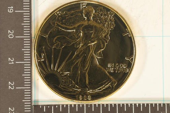 GOLD PLATED 1988 AMERICAN SILVER EAGLE 1 OZ SILVER