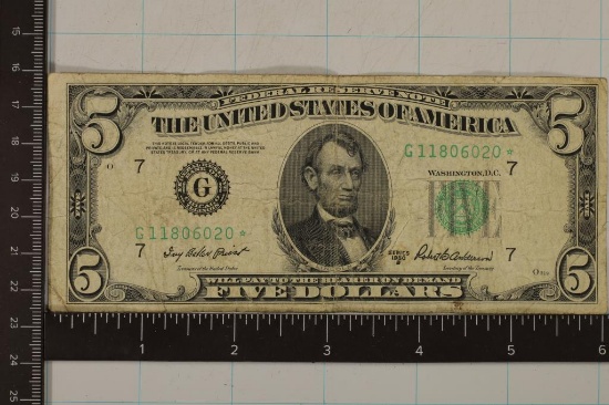 1950-B US $5 FEDERAL RESERVE STAR NOTE
