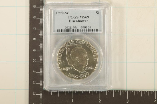1990-W EISENHOWER SILVER DOLLAR PCGS MS69