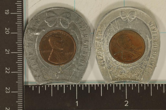 2 ENCASED LINCOLN WHEAT CENTS: 1920 & 1927: