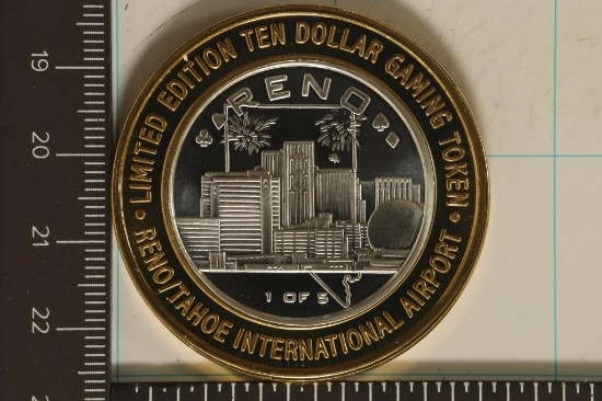 CASINO $10 SILVER TOKEN (UNC) RENO TAHOE