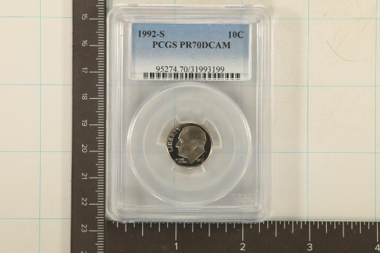1992-S ROOSEVELT DIME PCGS PR70 DCAM