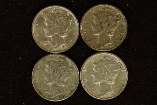1941, 2-1944 & 1945 SILVER MERCURY DIMES