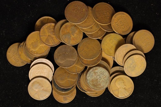 50-ASSORTED LINCOLN WHEAT CENTS 1910-1919