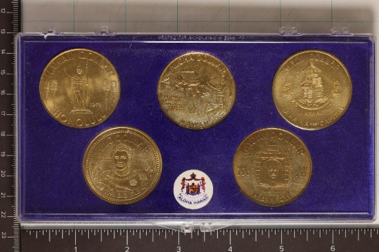 5-HAWAII 1 1/2'' DOLLAR METAL TOKENS: HONOLULU,