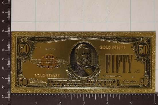 SERIES 1928 GOLD 999999 US $50 GOLD FOIL REPLICA