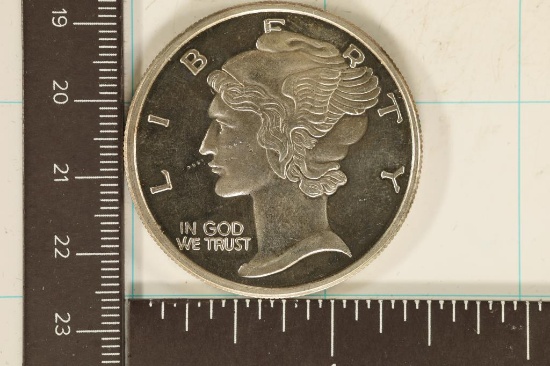 1 TROY OZ .999 FINE SILVER PF ROUND MERCURY DIME