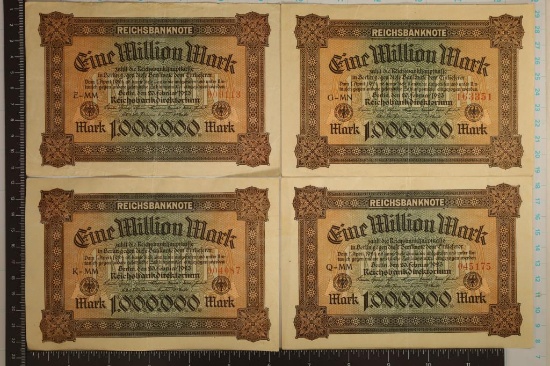 4-GERMAN 1,000,000 MARK BANK NOTES THREE ARE