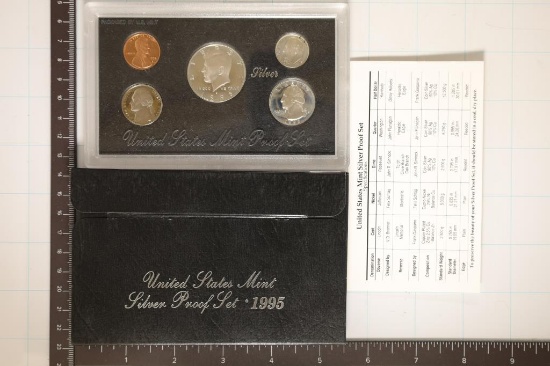1995 US SILVER PROOF SET (WITH BOX) & WITH CERT.
