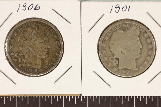 1901 & 1906 (FINE) SILVER BARBER HALF DOLLARS