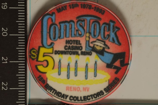 COMSTOCK $5 CASINO CHIP 1993 15TH BIRTHDAY