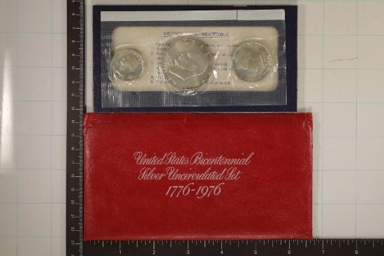 1976 US BICENTENNIAL SILVER 3 COIN UNC SET