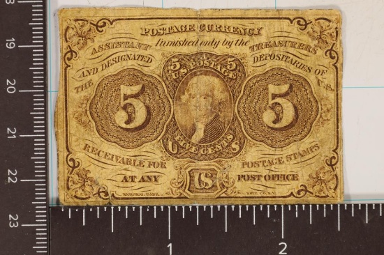 1862 US 5 CENT POSTAGE CURRENCY
