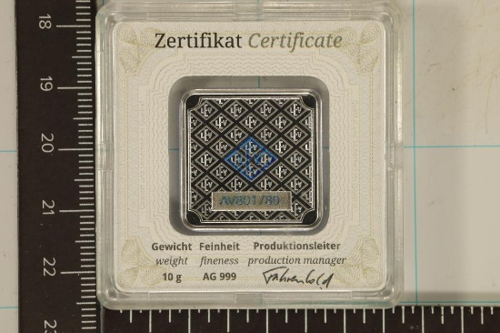 10 GRAMS .999 FINE SILVER GEIGER ORIGINAL SQUARE