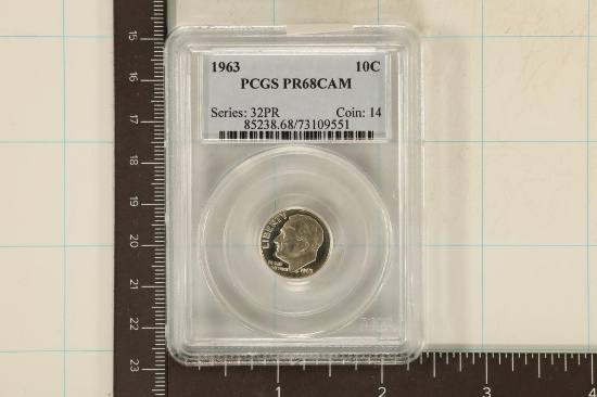 1963 SILVER ROOSEVELT DIME PCGS PR68 DCAM