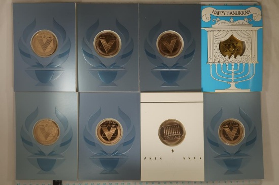 8 FRANKLIN MINT HANUKKAH CARDS WITH 1 1/2"