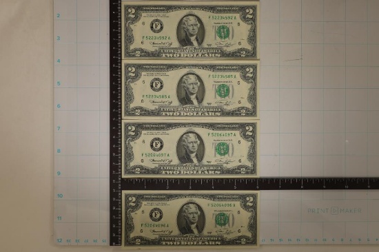 4-1976 US $2 FRN'S CRISP UNC 2 HAVE CONSECUTIVE