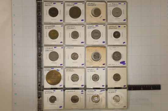40 ASSORTED METAL TRANSPORTATION TOKENS: 1940'S-
