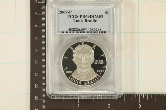 2009-P LOUIS BRAILLE US SILVER DOLLAR PCGS PR69