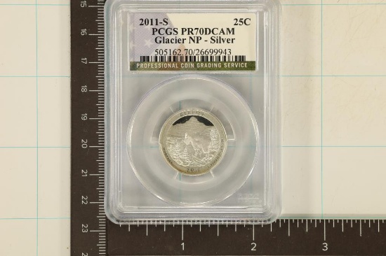 2011-S SILVER GLACIER N.P. QUARTER PCGS PR70 DCAM