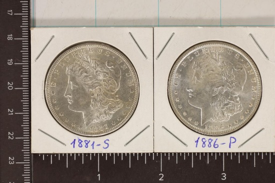 1881-S & 1886-P MORGAN SILVER DOLLARS: 1881-S UNC