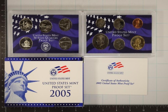 2005 US PROOF SET (WITH BOX) AND WITH CERTIFICATE