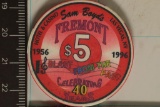 $5 FREEMONT CASINO 1996 CELEBRATING 40 YEARS
