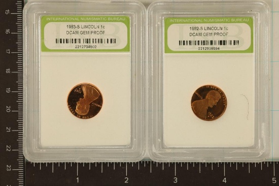2 SLABBED COINS: 1982-S & 1983-S LINCOLN CENTS: