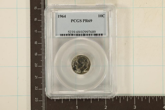 1964 SILVER ROOSEVELT DIME PCGS PR69