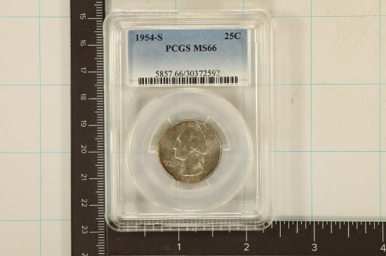 1954-S WASHINGTON SILVER QUARTER PCGS MS66