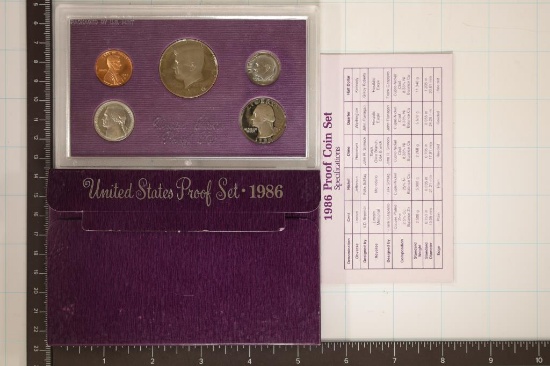 1986 US PROOF SET (WITH BOX) AND WITH CERTIFICATE