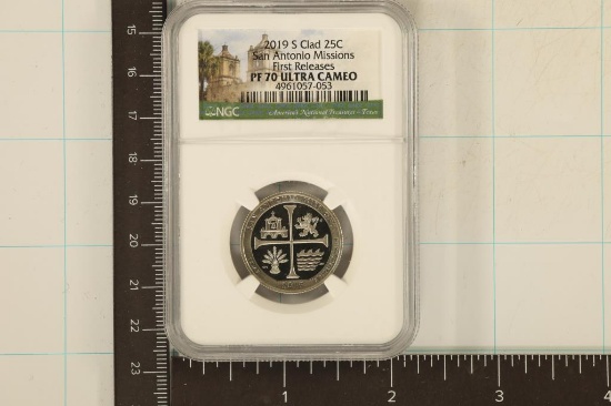 2019-S SAN ANTONIO MISSIONS QUARTER NGC PF70