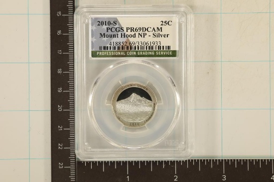 2010-S SILVER MOUNT HOOD QUARTER PCGS PR69 DCAM