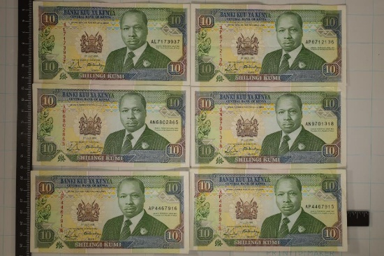6-1991 BANK OF KENYA 10 SHILLING BILLS ALL ARE