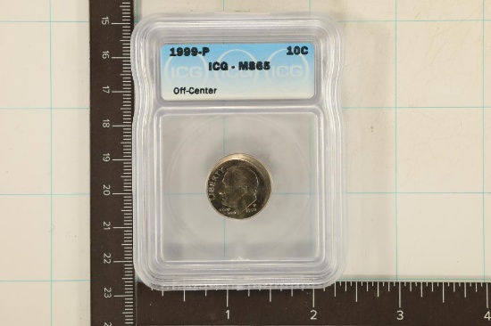 ERROR 1999-P OFF CENTER ROOSEVELT DIME ICG MS65