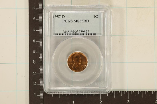1957-D LINCOLN WHEAT CENT PCGS MS65RD