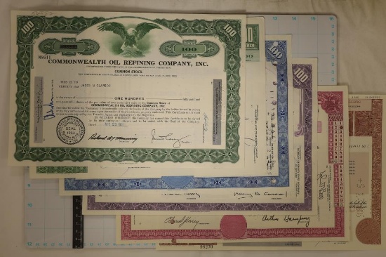 6 VINTAGE STOCK CERTIFICATES AS SHOWN