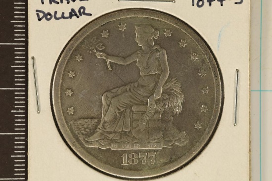1877-S US SILVER TRADE DOLLAR AU WITH SCRATCHES