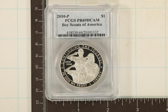 2010-S BOY SCOUTS OF AMERICA SILVER DOLLAR PCGS