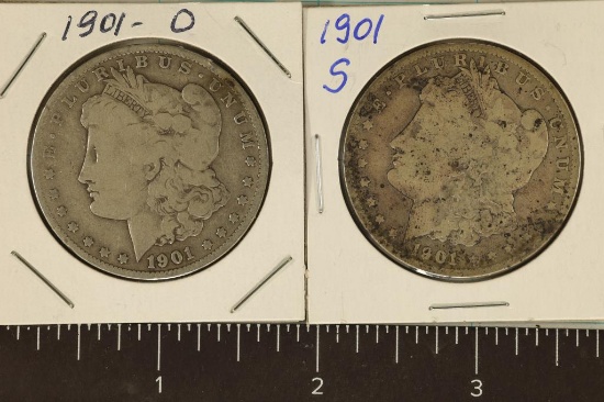 1901-S & 1901-O MORGAN SILVER DOLLARS TONED