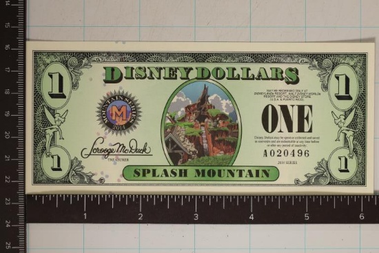2014 ONE DISNEY DOLLAR CU "SPLASH MOUNTAIN"