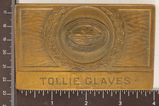 9.6 OUNCE BRASS MID-CONTINENT AIRLINES GOLDWING