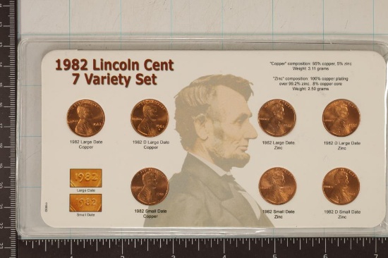 1982-7 VARIETIES LINCOLN CENT SET (UNC)