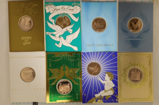 8 FRANKLIN MINT HOLIDAY CARDS WITH 1 1/2"